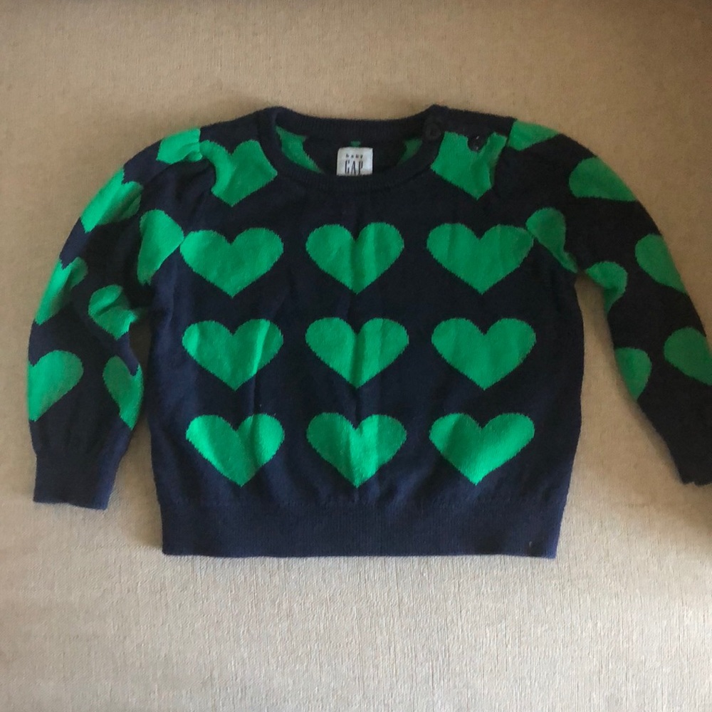 Gap Navy Blue and Green Sweater